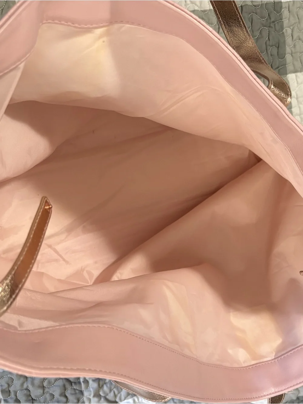 kate spade pink embossed floral tote with metallic straps